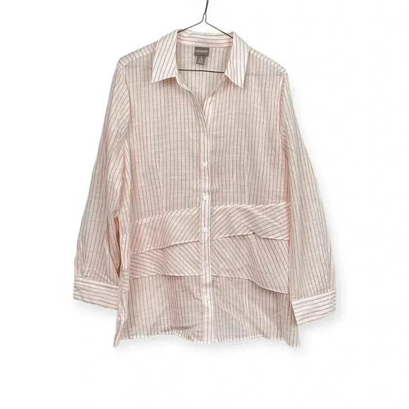 Chico's Solo Stripe Asymmetrical Seam Tunic Top Size Large - Picture 1 of 5